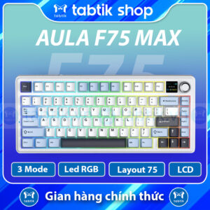 Bàn phím cơ Aula F75 Max Trắng (Hotswap / Led RGB / 3 Mode/LCD)