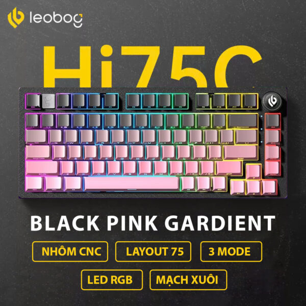 Leobog Hi75C Pro Black Pink (3 Mode/Hot Swap/ Led RGB/ Mạch Xuôi)