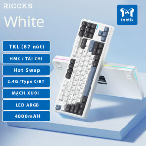 RICCKS RS8 White (3 Mode | Mạch Xuôi | Nhựa | Led Viền)