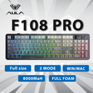 Aula F108 Pro Xám Gardient - Full size (3 Mode | Mạch Xuôi | 8000 MAh)