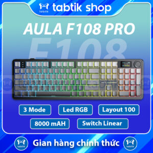Aula F108 Pro Xám Gardient - Full size (3 Mode | Mạch Xuôi | 8000 MAh)