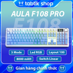 Aula F108 Pro Blue Gardient - Full size (3 Mode | Mạch Xuôi | 8000 MAh)