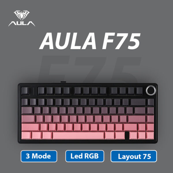 Bàn phím cơ Aula F75 Pro Black Pink - 3 mode