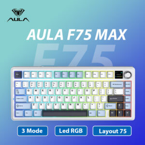 Bàn phím cơ Aula F75 Max Trắng (Hotswap / Led RGB / 3 Mode/LCD)
