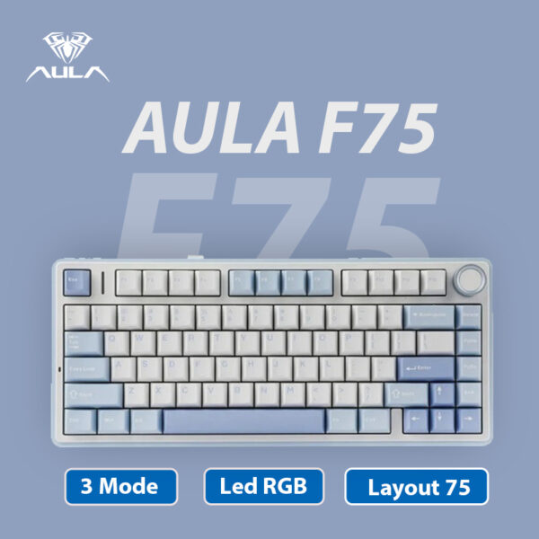 Bàn phím cơ Aula F75 Xanh Navy (Hotswap / Led RGB / 3 Mode)