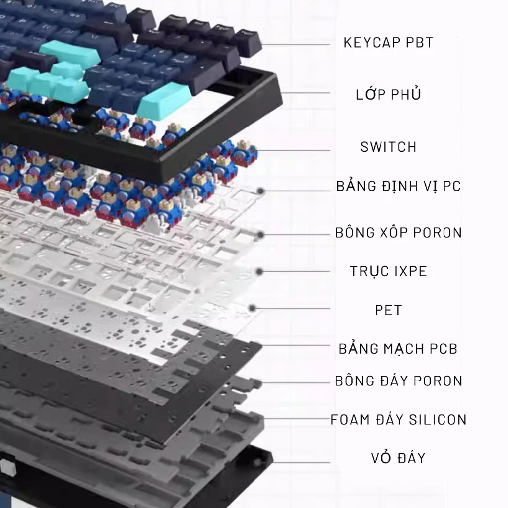 XINMENG X98 PRO V2 ( Cherry Profile |3 Mode | Mạch Xuôi | 4600mAh) - Ảnh 3