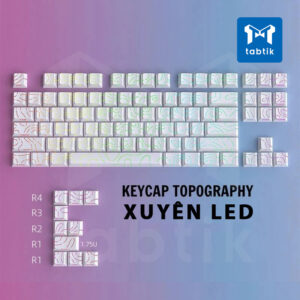 Keycap Tongographic Vân Trắng Xuyên Led