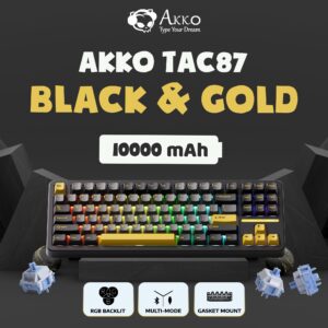 [Order] Bàn phím cơ AKKO AKKO TAC87 Black&Gold (3 Mode | Hot Swap | Akko Mirror Switch | 10000maH)