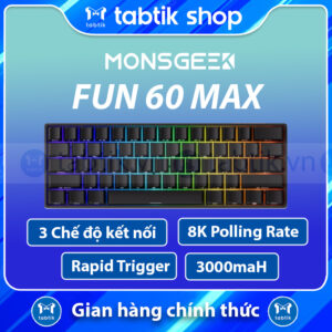 Bàn phím cơ HE MonsGeek FUN60 Max SP Black Glare Magnetic Switches (3 mode | 3000mAh | 8000HZ )
