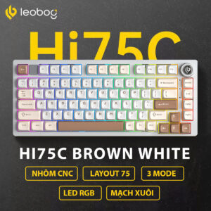 Leobog HI75C Pro White Brown (3 Mode/ Led RGB/ Hot Swap)