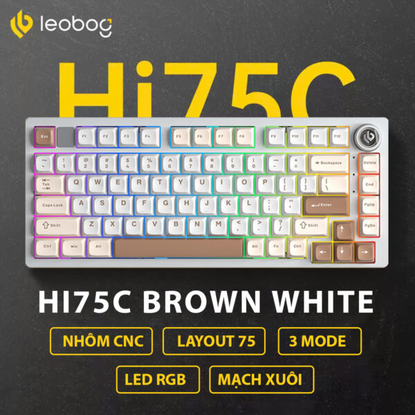 Leobog HI75C Pro White Brown (3 Mode/ Led RGB/ Hot Swap)