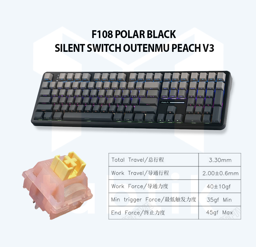 Bàn phím cơ F108 Polar Black Gardient – Full size (3 Mode | Mạch Xuôi | 8000 MAh) - Ảnh 4