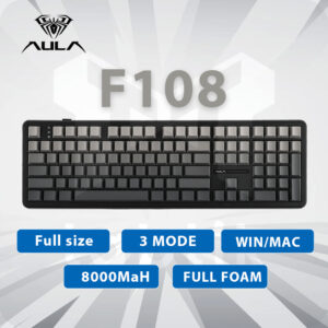Bàn phím cơ F108 Polar Black Gardient – Full size (3 Mode | Mạch Xuôi | 8000 MAh)