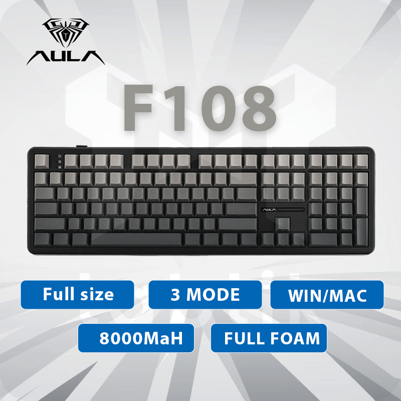 Bàn phím cơ F108 Polar Black Gardient – Full size (3 Mode | Mạch Xuôi | 8000 MAh)
