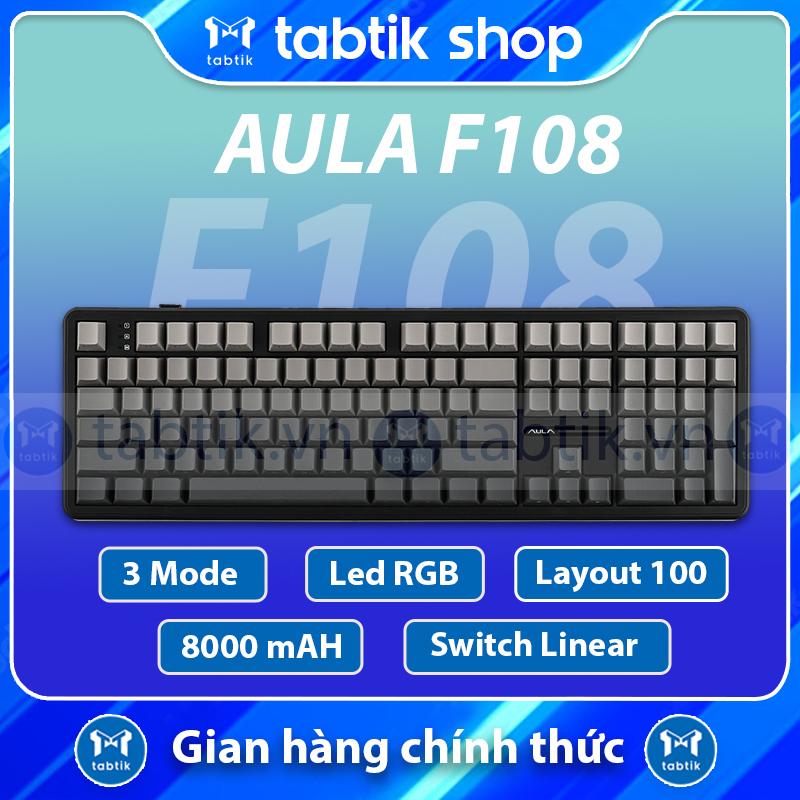 Bàn phím cơ F108 Polar Black Gardient – Full size (3 Mode | Mạch Xuôi | 8000 MAh)