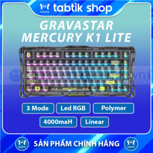 Bàn phím cơ Gravastar Mercury K1 Lite – Transparent Black (3 Mode  | Gasket Mount | Hot-swap 5 pin | Led RGB)