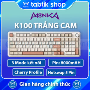 Monka K100 Cam Full Size Led RGB | Mạch Xuôi | 3 Mode 8000mah)