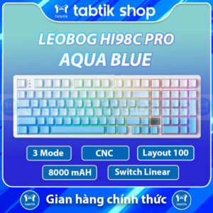 Bàn phím cơ LEOBOG HI98C – Aqua Blue (Multi-mode | Nhôm CNC | LED RGB | 8000mAH)