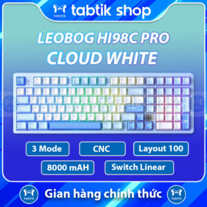 Bàn phím cơ LEOBOG HI98C – CLOUD WHITE (Multi-mode | Nhôm CNC | LED RGB | 8000mAH)