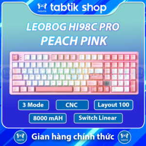 Bàn phím cơ LEOBOG HI98C – Peach Pink (Multi-mode | Nhôm CNC | LED RGB | 4000mAH)