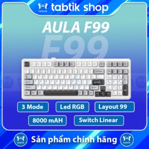 Bàn phím cơ Aula F99 Xám - Full size (Tri Mode | Hot Swap |  Keycap PBT)