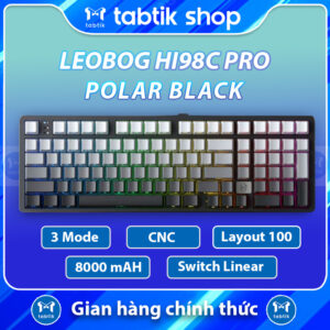 Bàn phím cơ LEOBOG HI98C – POLAR BLACK (Multi-mode | Nhôm CNC | LED RGB | 8000mAH)